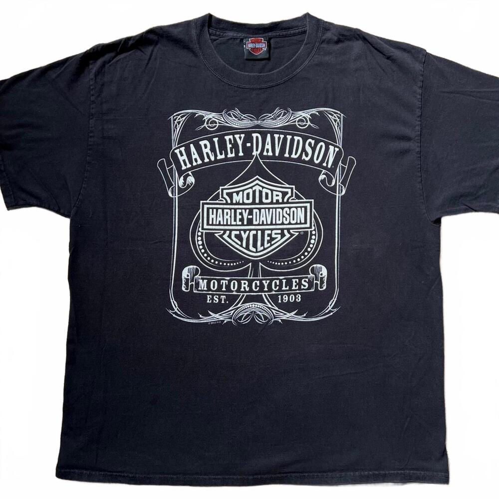 Harley Davidson XL Black Graphic Tee Pirate Logo Treasure Coast Biker Shirt